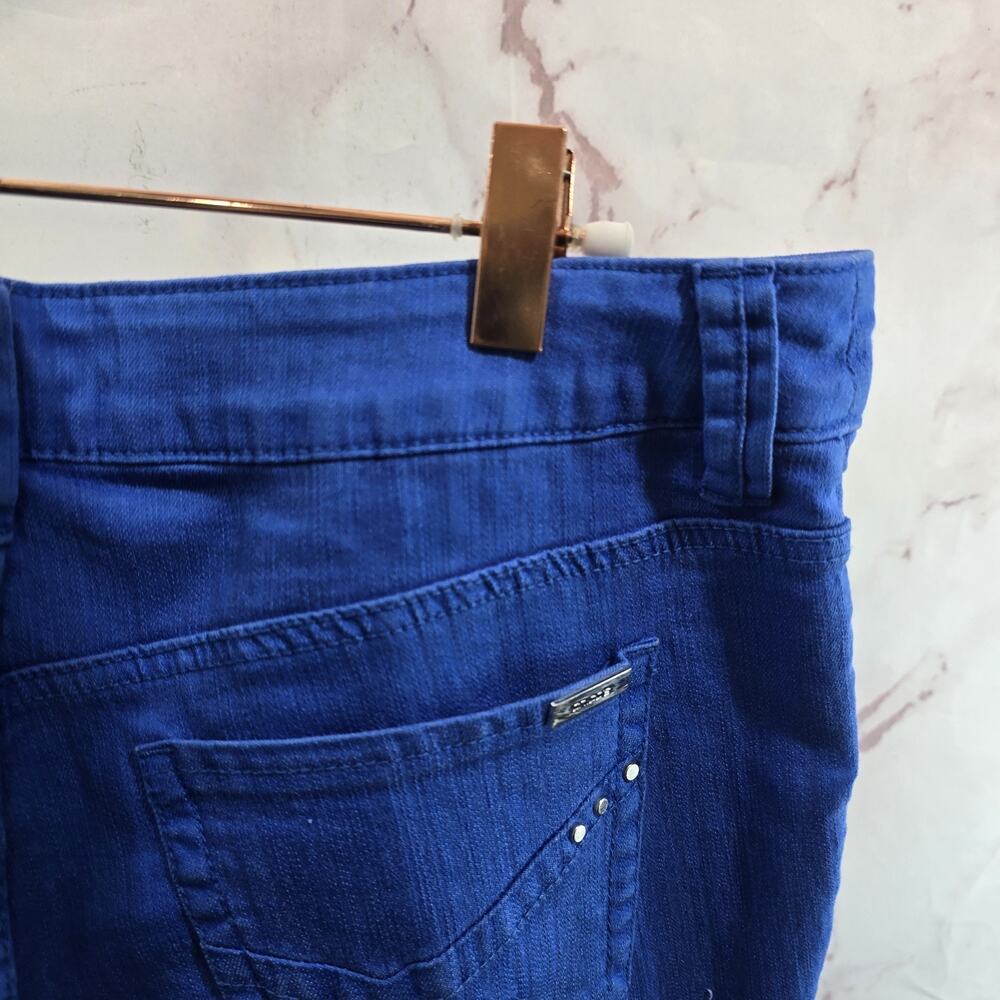 Chicos Pants Women 10 1.5 Cobalt So Slimming Colored Denim Gem Jewel Bling Glam - Picture 11 of 12